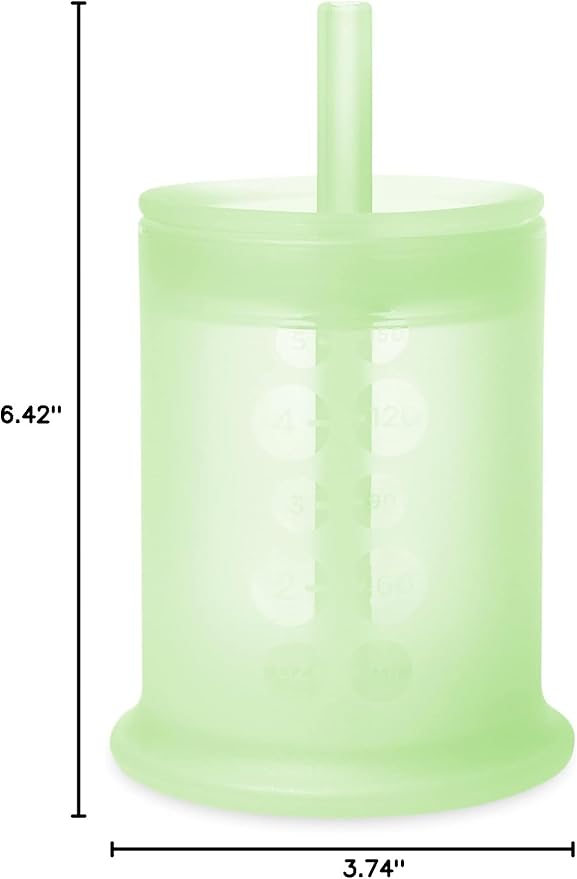 Olababy Silicone Training Cup with Straw Lid | Babies Water Drinking Cup | 6+ Mo Infant To 12-18 Months Toddler | Sippy Cup For Kids & Smoothie Cup | Baby Led Weaning (Kiwi, 5 oz)
