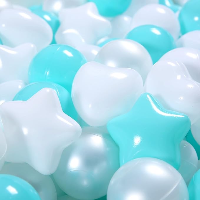 GOGOSO Ball Pit Balls Shapes for Kids - 100 Pieces Crush Proof Stress StarBalls BPA&Phthalate Free Non-Toxic Soft Plastic Ball for Baby Birthday Pool BallPit Accessories