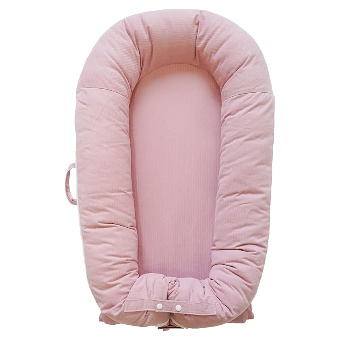 Deluxe Infant Lounger, Baby Nest Cover for Baby Girls & Boys, Newborn Essentials for Baby 0-12 Months, 100% Cotton (Mistyrose)