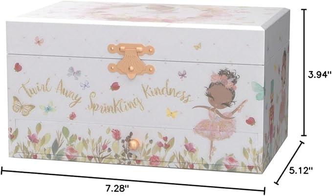 The Memory Building Company Ballerina Musical Jewelry Box, Classic Melody, Storage Organizer Kids Ages 6-12, Wood Construction w/ 2 Compartments