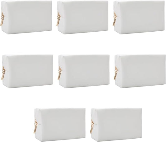 Bridesmaid Proposal Gifts Letter Cosmetic makeup bag bulk for Wedding Party Favors Bachelorette party decorations Toiletry Organizer Bag Makeup Case Gift (8, White)