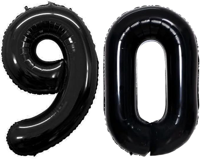 GOER Number 90 Balloons for 90th Birthday Party Decorations,42 Inch Jumbo Foil Helium Balloons for 90th Anniversary (Black)