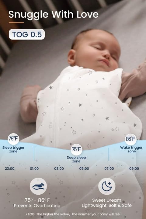 TotAha Sleep Sack 0-6 Months 3-Pack,Stretchy,Buttery Soft Swaddle Transition Sleeping Bag,Light Baby Wearable Blanket with 2-Way Safe Zippers for Boys and Girls, 0.5 TOG
