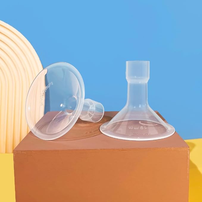 PumpMom-us 19mm Shields Compatible with Medela Breast Pump Parts, Replace Flange Accessories for PersonalFit, Freestyle, Harmony, Maxi, Flex Connector, PersonalFit Flex Breast Shield, 2pcs (19mm)