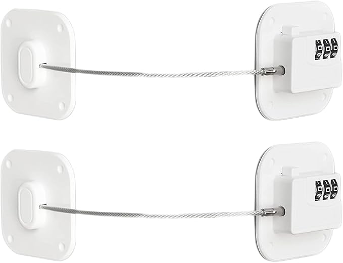 Refrigerator Lock,Combination Lock for Refrigerator Cabinets,Heavy Duty Fridge Lock,Child Safety Cabinet Locks,Easy Install No Keys Needed (White 2pcs)
