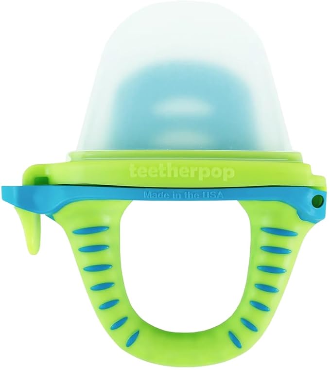 Teetherpop Fillable Silicone Teether for Babies – Breastmilk Popsicle Molds for Teething with Spill-Proof Sippy Slits – Freezable Baby Teethers for Liquids & Purées - Cooling Teething Relief LimonTeal