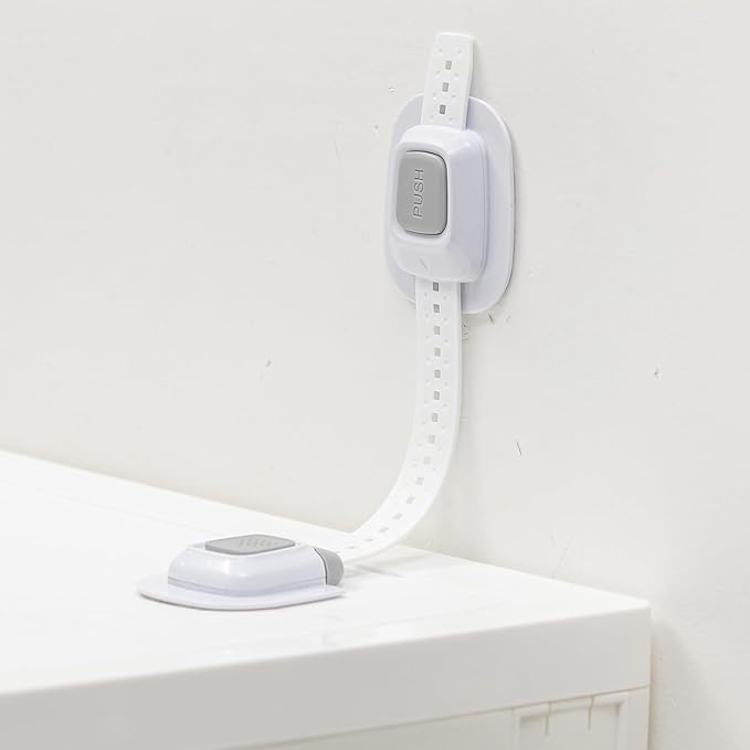 YEYA No Drill Anti Tip Furniture Adjustable Straps Wall Anchors for Baby Proofing with 3M Adhesive (Upgraded 4P)