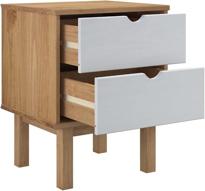 Scandinavian Style Bedside Cabinet, Engineered Wood Nightstand, 15.4" x 17.7" x - Image 5