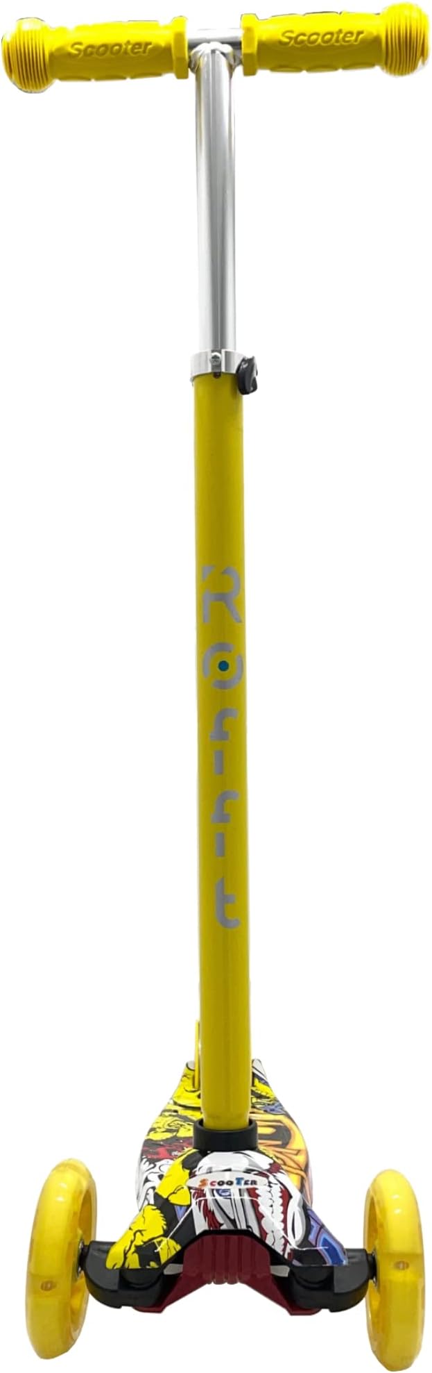 Maxi Scooter for Kids Ages 6-12 Lean-to-Steer 3 Wheel Scooter for Kids Ages 6-12 PU Light-Up Wheels Kids Scooter Adjustable Height Light Weight Aluminum Scooters T-Bar Colorful Design Printed