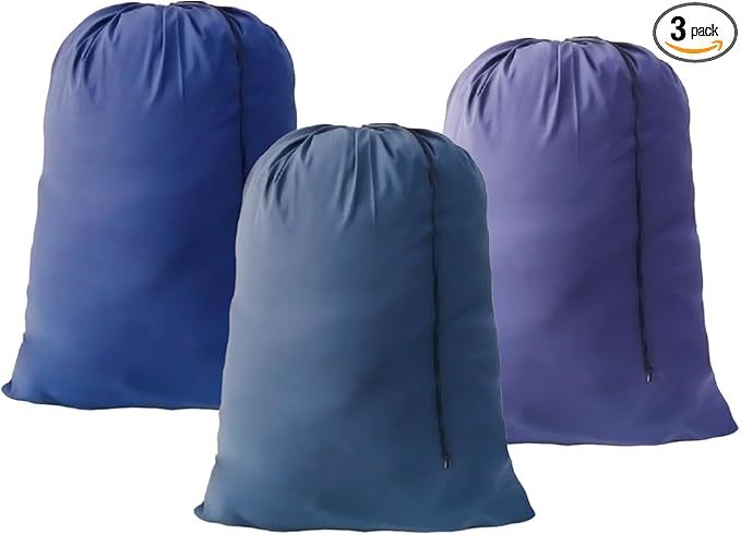 Extra Large Laundry Bag 3 Pack Travel Laundry Bags Dirty Clothes Organizer with Drawstring Closure, 30"x40", for college, dorm and apartment (Blue)