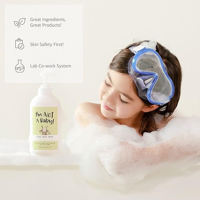 I'm NOT A Baby! Kids Body Wash– Dermatologist Tested, Allergen free, Cruelty-free, PETA, Gentle for Kids, Goat Milk, 10 Fl Oz