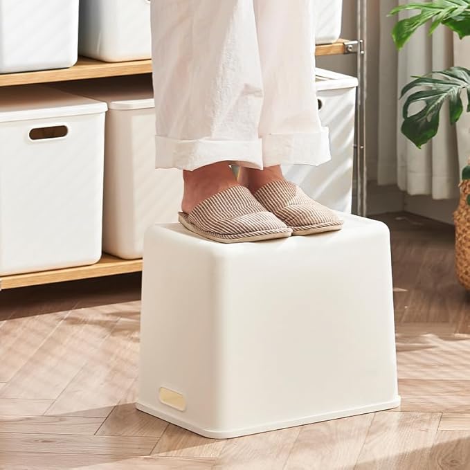 4 pack large plastic White storage bins Baskets, Toy Box Chest with Lids and Handle，Organizer Containers for Baby，Kids,snacks,Nursery，Shelves，Playroom, Bedroom，Office,Closet，home