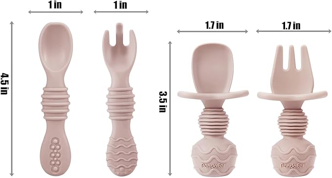 PandaEar Silicone Baby Feeding Set | 9PCS Baby Led Weaning Supplies Self Feeding Utensils | Divided Suction Plate Bowl Bibs Sippy Cup with Baby Snack Container Spoons Forks (Pink)