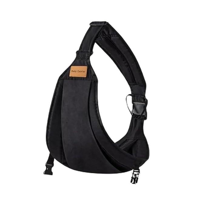 Baby Sling Carrier Toddler Carrier One Shoulder Adjustable Shoulder Strap Labor-Saving Baby Sling 10-45lbs(Black,Cloth)