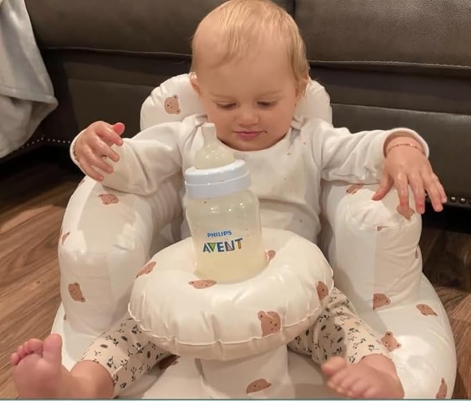 Little Angels Inflatable Seat with Tray for Toddlers 3-36 Months, Built-in Air Pump, Summer Baby Support Chair for Sitting Up