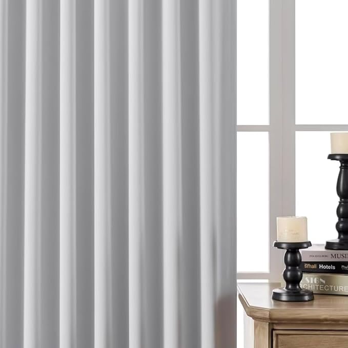 Joydeco 90 Inch 60% Blackout White Curtains 2 Panels,Elegant Soft Sheer Curtains for Bedroom,Thermal Insulated Black Out Drapes for Living Room,Rod Pocket Back Tab Drapes(W52 x L90 Inch,Greyish White)