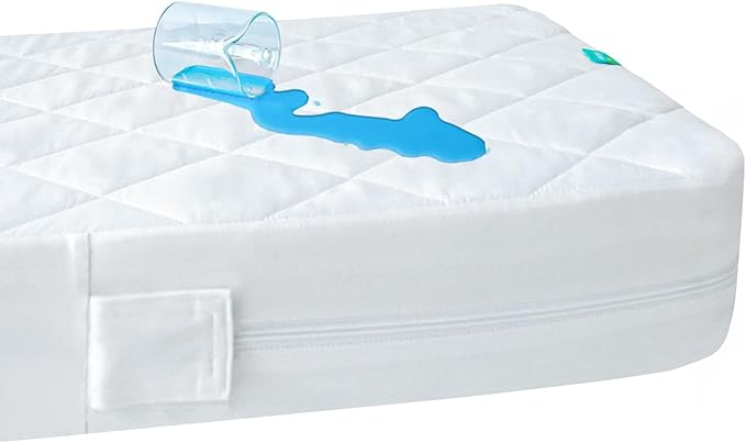 Zippered Crib Mattress Protector - Waterproof Crib Mattress Encasement, Breathable and Absorbent, 6 Sides Fully Encased Cover