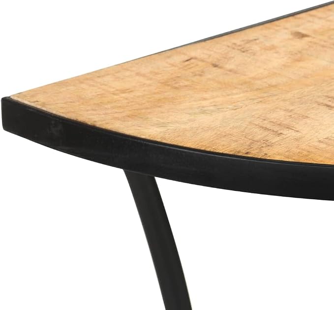 Solid Mango Wood Half Circle Side Table - Image 7