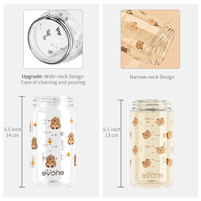 Evorie Tritan Spill Proof Toddler Straw Sippy Cup, 10 oz for Baby and Toddlers 1-3 Years Old, No Spill Straw Water Bottle with Removable Handles, Ideal for School, BPA-Free, Giraffe (NEW)