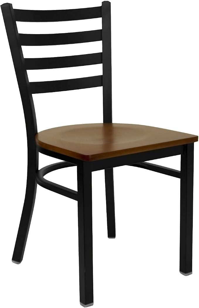 Flash Furniture HERCULES Series Black Ladder Back Metal Restaurant Chair by FlashFurniture