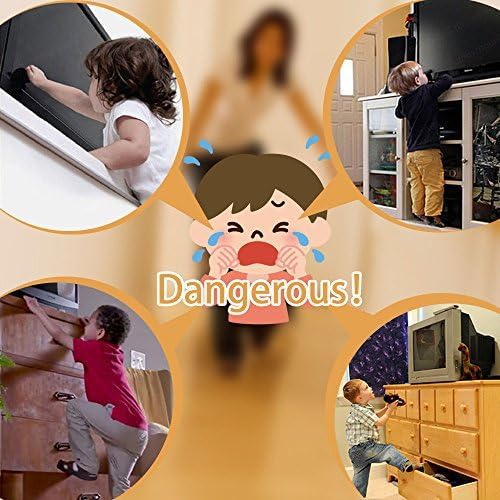 UCEC 2 Pack Adjustable TV Safety Straps, No-Drill Adhesive Anti-Tip Furniture Anchors for Baby Proofing, Flat Screens Fix to Wall,Cabinet,Stand Or Desk, Earthquake Straps