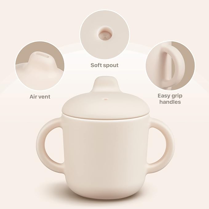 6 Months+ Sippy Cups with Handles, Small Silicone Sippy Cups Leak Proof 5oz,No Spill Sippy cups for Toddlers (Powder Blue)