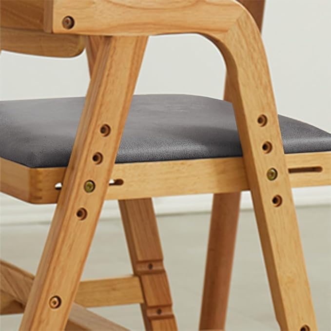 Solid Wood high Chairs for Toddlers,High Chair Grows with Kid for Dining, Study Chair for Children, Light Brown