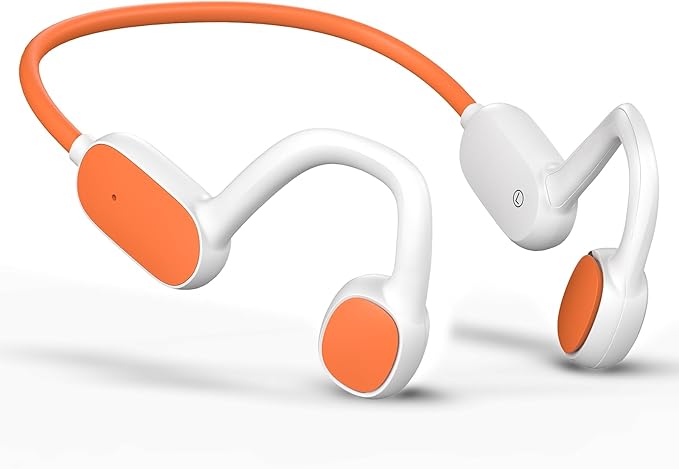Kids Headphones, Bluetooth 5.2 Air Conduction Open Ear Headphones, 85dB Volume Limiting, Stereo Sound with Mic, IPX5 Waterproof, 20H Playtime, Perfect for School and Outdoor Activities-White