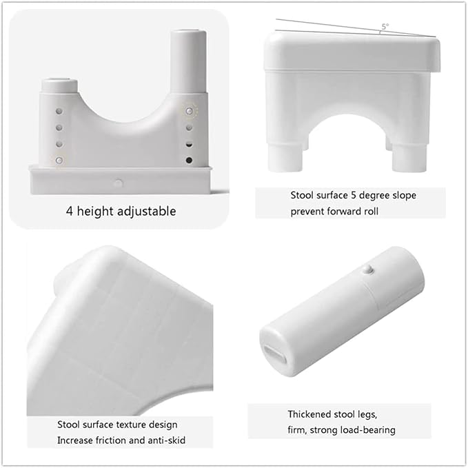 Adjustable Height Toilet Stool, Removable Toilet Step, Attachable Potty Stool, Portable Squat Stool, Bathroom Non-Slip Toilet Auxiliary Step Stool - Family Health Gift (1)