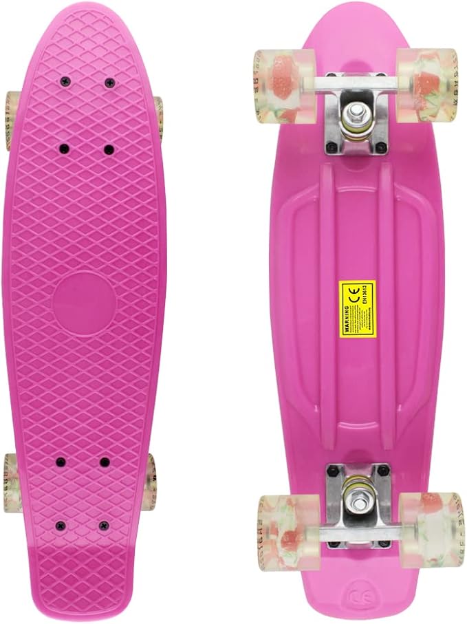 Skateboards Complete 22 Inch Mini Cruiser Retro Skateboard for Kids Boys Youths Beginners