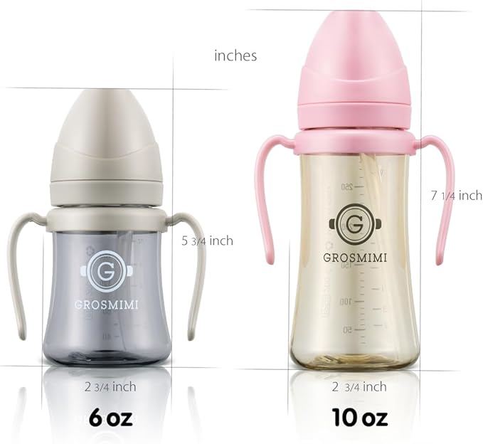 GROSMIMI Spill Proof no Spill Magic Sippy Cup with Straw with Handle for Baby and Toddlers, Customizable, PPSU, BPA Free 6 oz (Aqua Green)