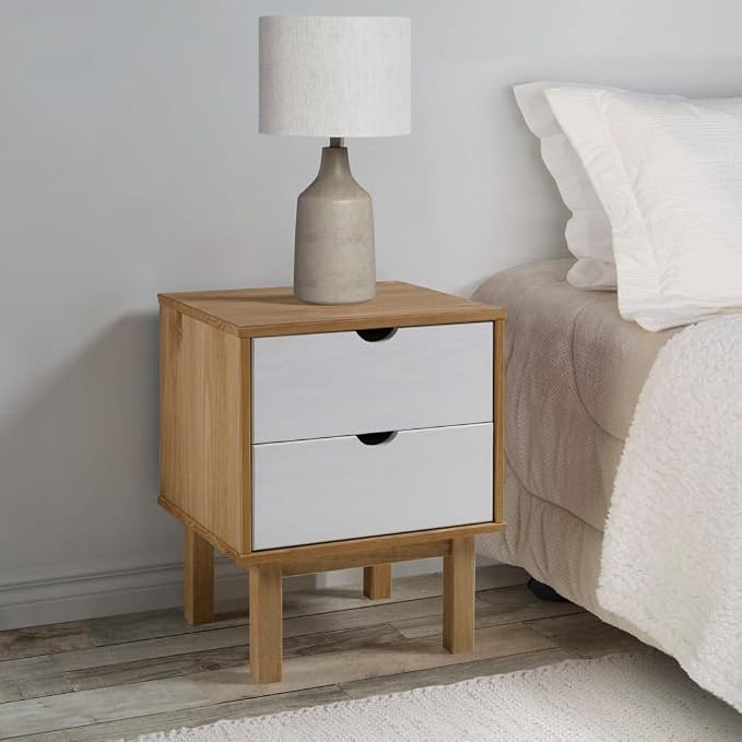 Scandinavian Nightstand, Solid Pine Wood Bedside Table - Image 2