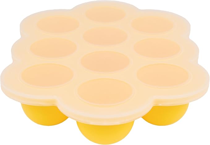 WeeSprout Silicone Freezer Tray with Clip on Lid Perfect Food Storage Container for Homemade Baby Food, Vegetable, Fruit Purees, and Breast Milk (Bright Yellow, Ten 1.5 Ounce Sections)