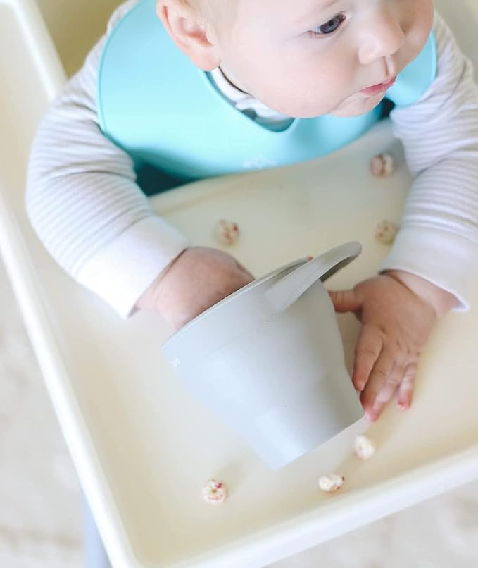 otterlove Collapsable Silicone Snack Container With Attachable Lid | 100% Pure LFGB Platinum Silicone with No Fillers | Snack Cup (2 Pack - Woodchuck & Sand)