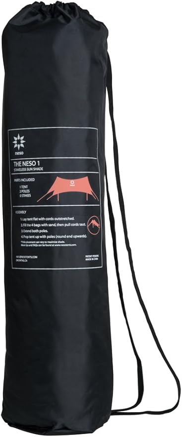 Neso Tents Beach Tent with Sand Anchor, Portable Canopy Sun Shelter, 7 x 7ft - Patented Reinforced Corners - Coral