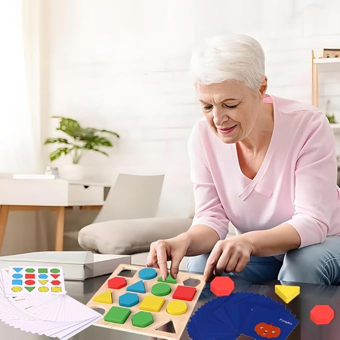 Puzzle Gifts for Elderly Dementia Patients, Memory Activities and Games for Elderly Dementia and Geometric Cognitive Matching Puzzles for Elderly