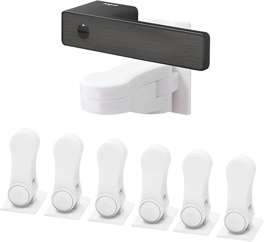 Child Proof Door Lever Lock(6 Pack) - Baby Proofing Door Handle Lock, 3M Adhesive & No DrillingNeed, Minimalist Design, Child Safety Door Handle Locks