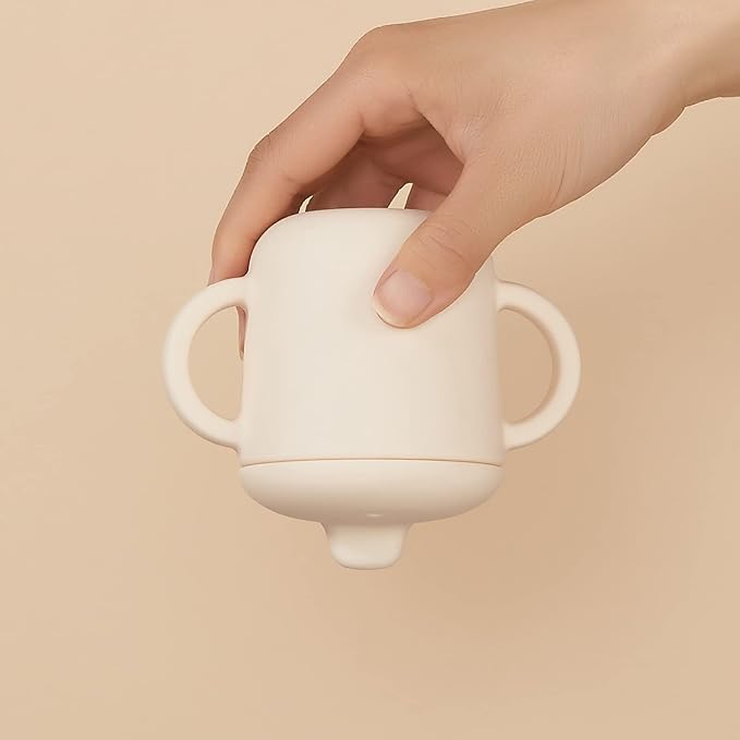 6 Months+ Sippy Cups with Handles,Small Silicone Sippy Cups Leak Proof 5oz,No Spill Sippy cups for Toddlers (Milk)