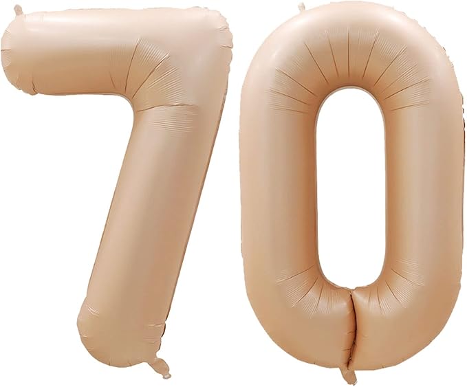 GOER Number 70 Balloons for 70th Birthday Party Decorations,42 Inch Jumbo Foil Helium Balloons for 70th Anniversary (Caramel)