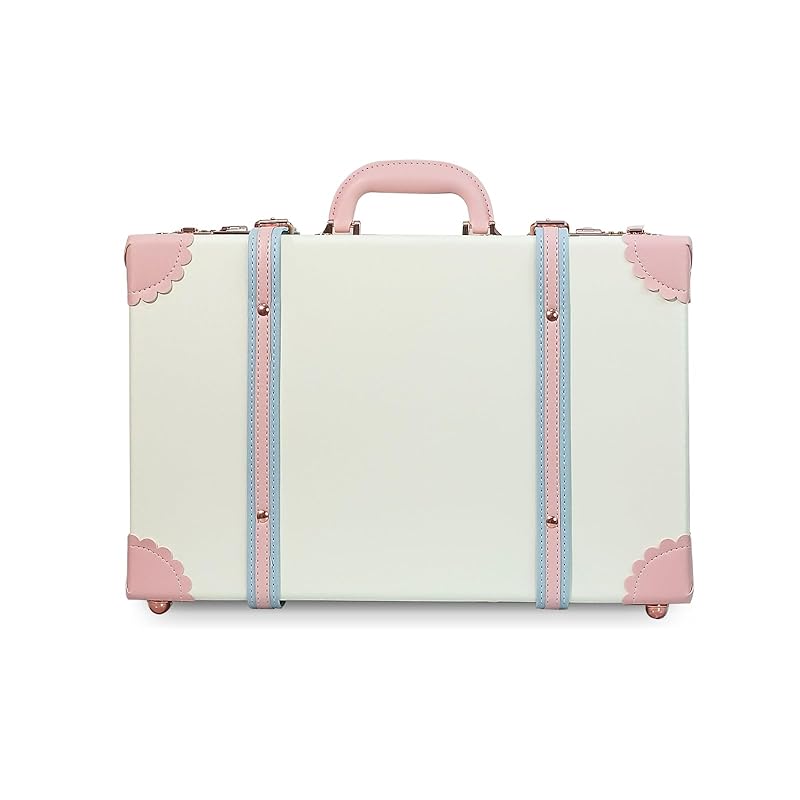 Unitravel Baby Keepsake Case, Handmade Memory Storage Box, Newborn Keepsake Box, Vintage Suitcase for Baby Shower, Baptism, Naming Ceremony or Birthday (cream white, 18")