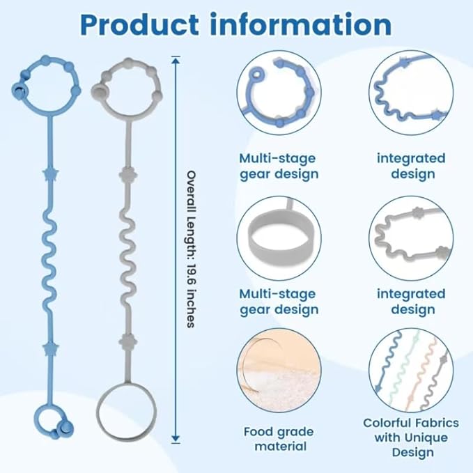 Toy Straps for Baby,RTMOK Silicone Setpacifier Clip,Applies to Car Seat Toy,Teether Toy,High Chair,Stroller Accessories,Baby Toy Clips,Cribs,Rocking Chair