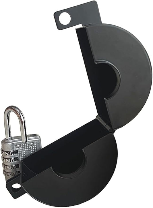 Door Knob Lockout Device. (Matt Black, 1 Padlock Included). Door Handle Lock - Prevents Doorknobs from Turning and Access to Keyhole. Childproof Door Knob Cover.