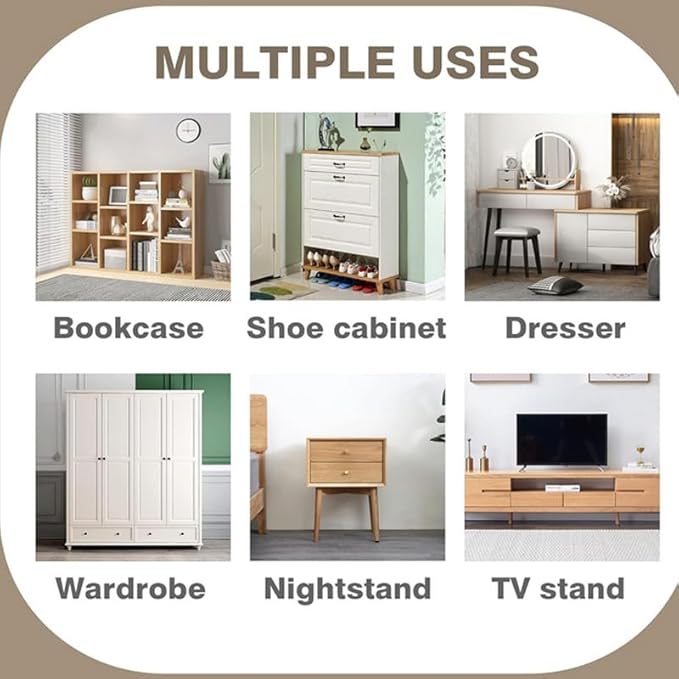 Furniture Anchors (4 Packs) Anti Tip Furniture Anchors for Baby Pet Proofing,Furniture Wall Anchor Furniture Dresser Bookshelf Falling Prevention Device for Children (Silver)