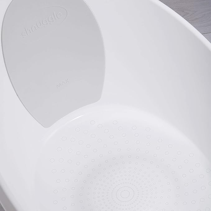 Toddler Bath Tub | Larger Bath for Bigger Kids at Bathtime | Includes Warm and Soft Foam backrest | Grippy Anti-Slip Surface | Includes Easy Drain Bath Plug | White & Grey