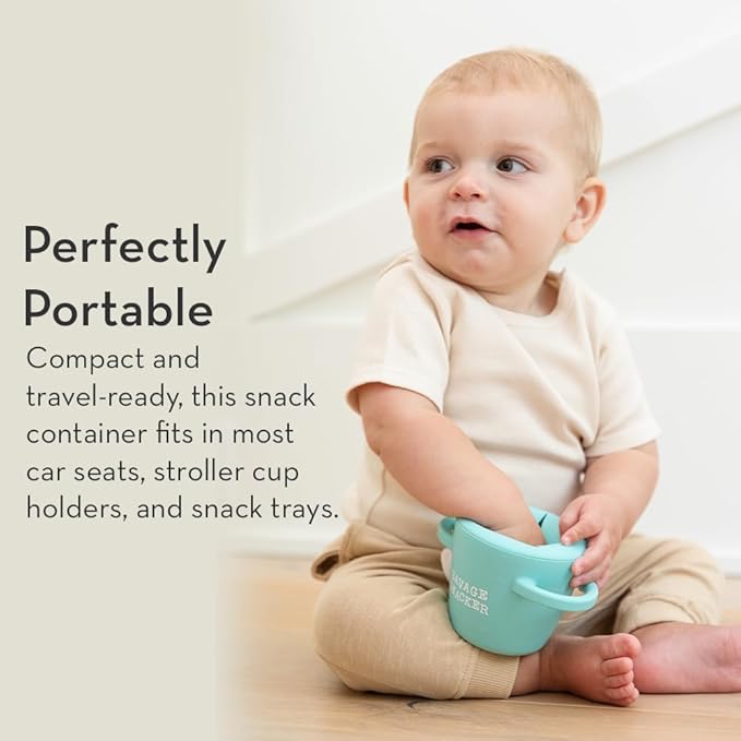 Bella Tunno Snack Cups for Toddlers, Silicone Spill Proof Food Container with Lid, Babies & Kids 6-12 Months, Love First Bite