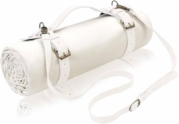 4’9” x 6’3” White Lightweight Water-Resistant Canvas Mat – Picnic, Outdoor, Beach, Park, Camping, Toy Mat