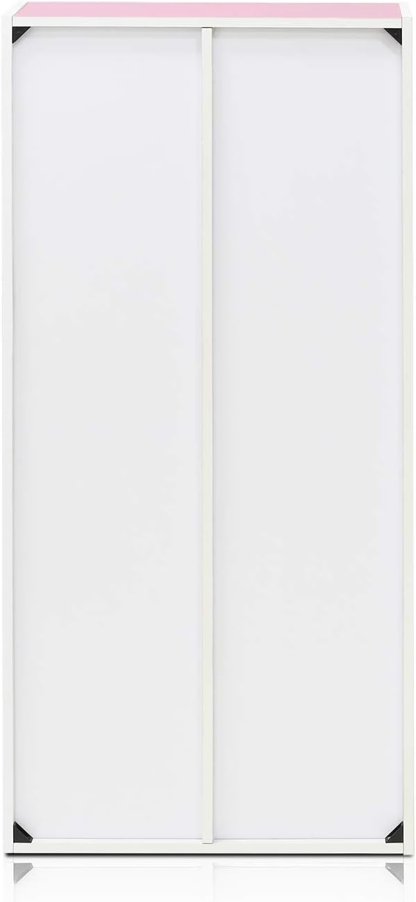 Furinno 7-Cube Reversible Open Shelf, White/Pink 11048WH/PI