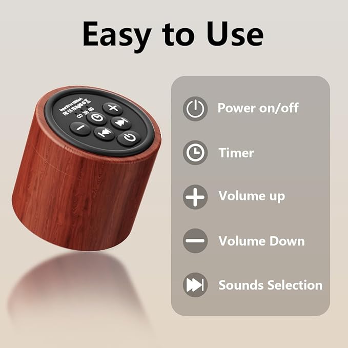 Portable White Noise Machine Mini Sound Machine with 30 Soothing Sounds Rechargeable for Adults Newborn Kids Sleep Brown Noise Machine with Memory Function 4 Timers for Travel Camping Home and Office