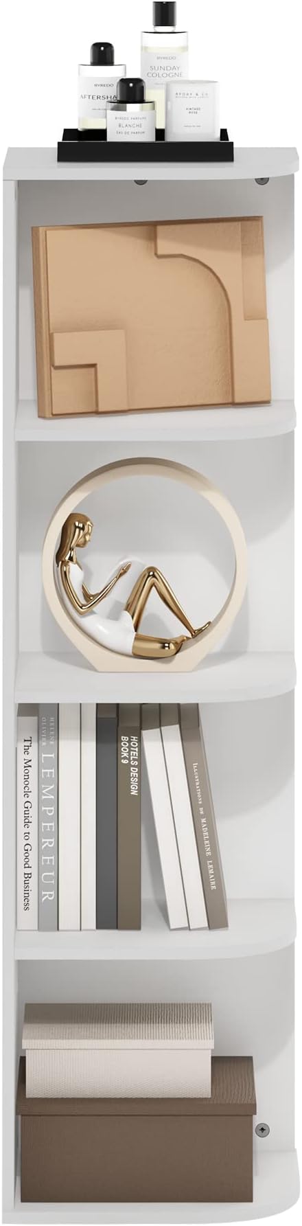 Furinno Pasir 4-Tier Corner Open Shelf Bookcase, White