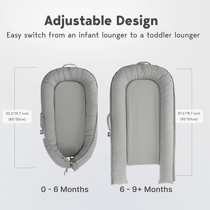 Infant Lounger, Baby Nest Cover for Baby Girls & Boys, Newborn Essentials for Baby 0-12 Months, 100% Cotton Breathable, Co Sleeper Portable Travel Bed (SlateGray, Cotton)